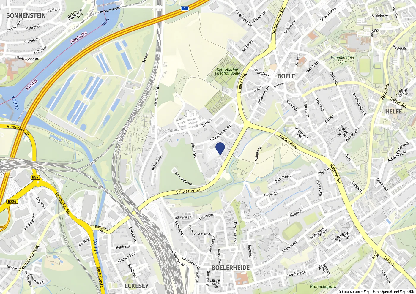 Kartenausschnitt von mapz — Standort Hagen